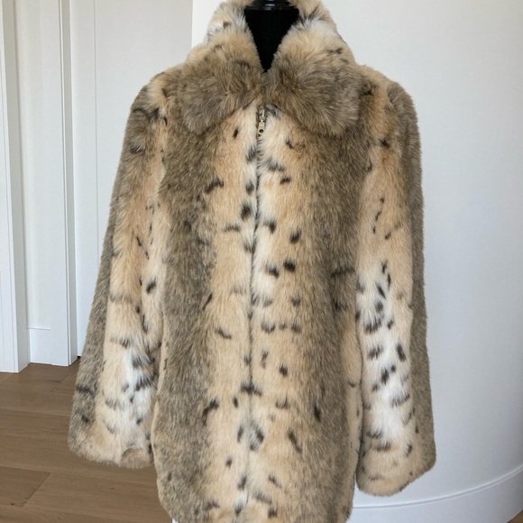 Nuage Jackets & Blazers - Snow Leopard Print Faux Fur Jacket